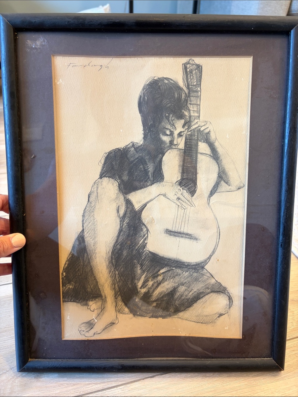 Vintage Gerald Fairclough signed "Folk Singer in Meditation"